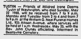 Mildred Irene Deems Tustin